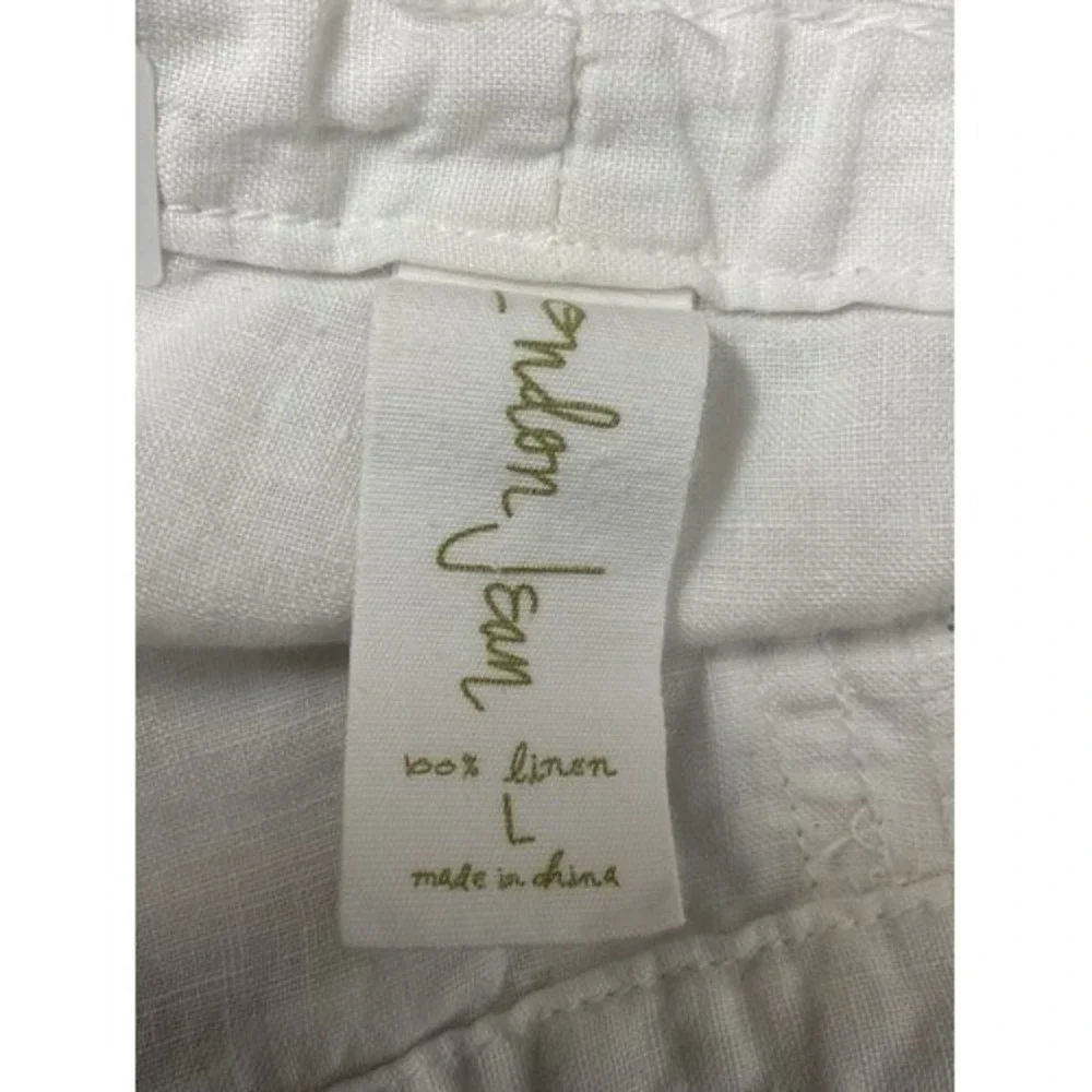 London‎ Jean White Lagenlook Wide Leg Capri Pants Women Large China 100% Linen